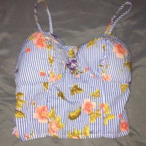 Cute padded floral crop top